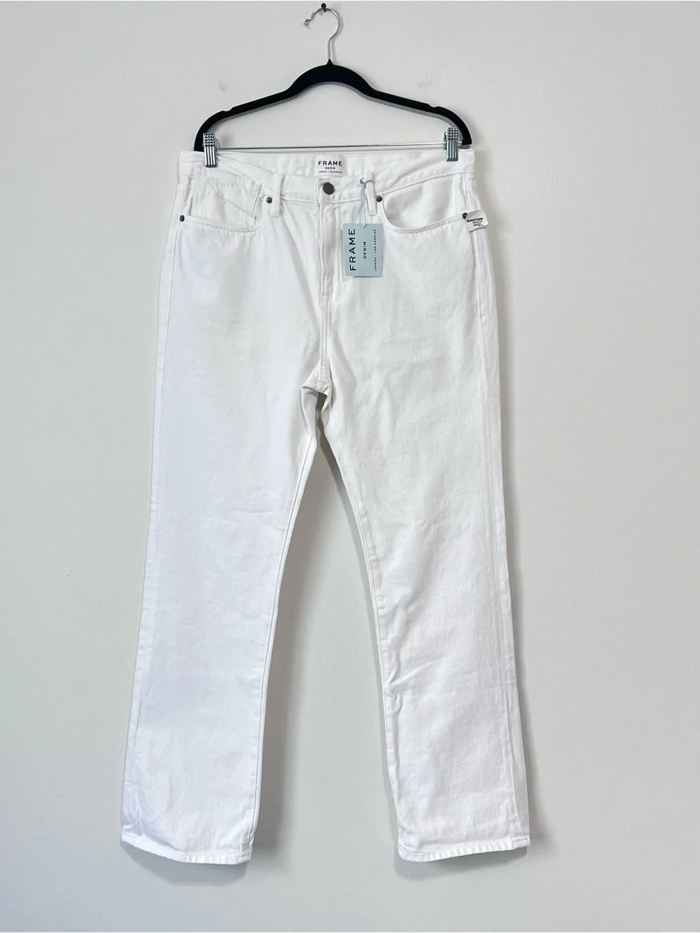 FRAME Denim Le High Oversized Cuffed Straight Leg White Jeans 31 NWT - Picture 2 of 11